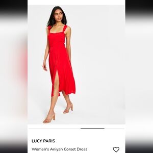 Lucy Paris Aniyah Midi Dress in Red Sz 40